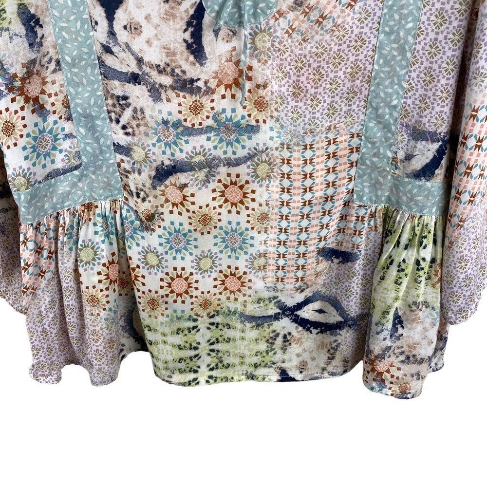 Dylan Blouse Top Boho Patchwork Print Pullover Wo… - image 5